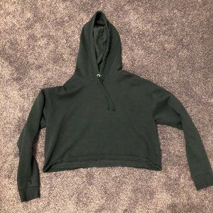 Army green cropped hoddie